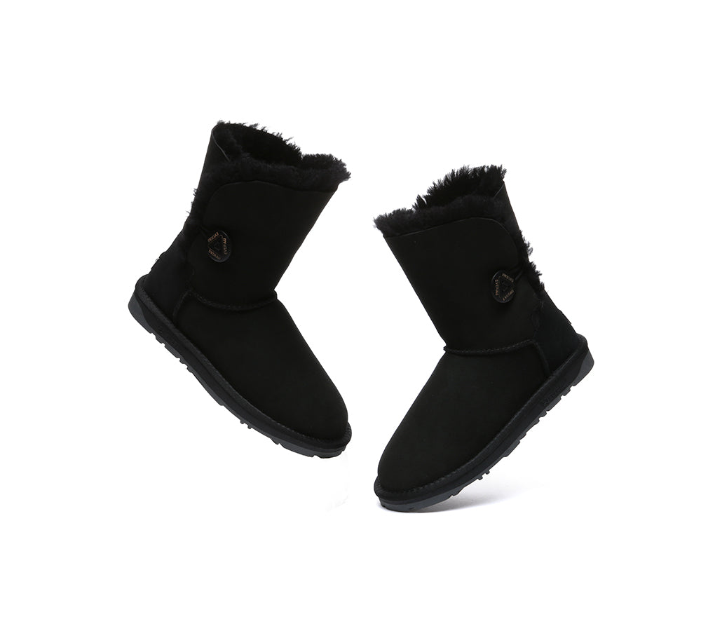 UGG EVERAU® UGG Boots Double Faced Sheepskin Wool Short Button - UGG EXPRESS