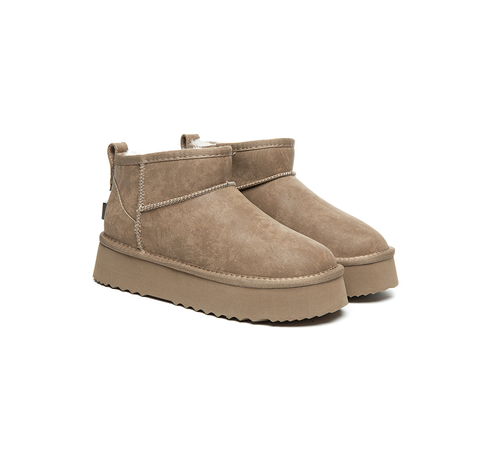 UGG EVERAU Boots Women Sheepskin Wool Ankle Platform Romi