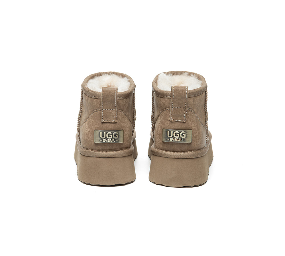 UGG EVERAU Boots Women Sheepskin Wool Ankle Platform Romi