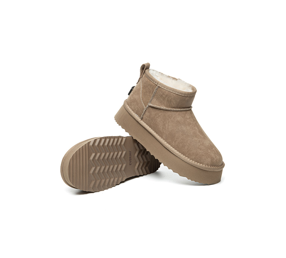 UGG EVERAU Boots Women Sheepskin Wool Ankle Platform Romi