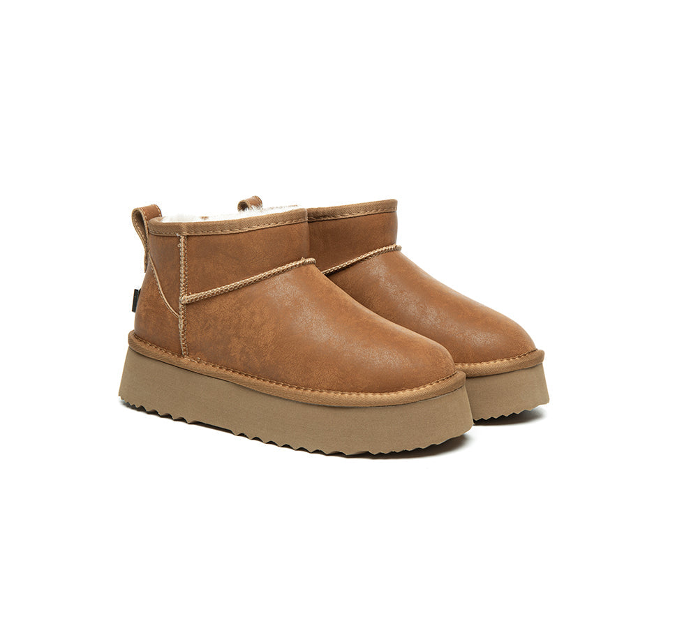 UGG EVERAU Boots Women Sheepskin Wool Ankle Platform Romi