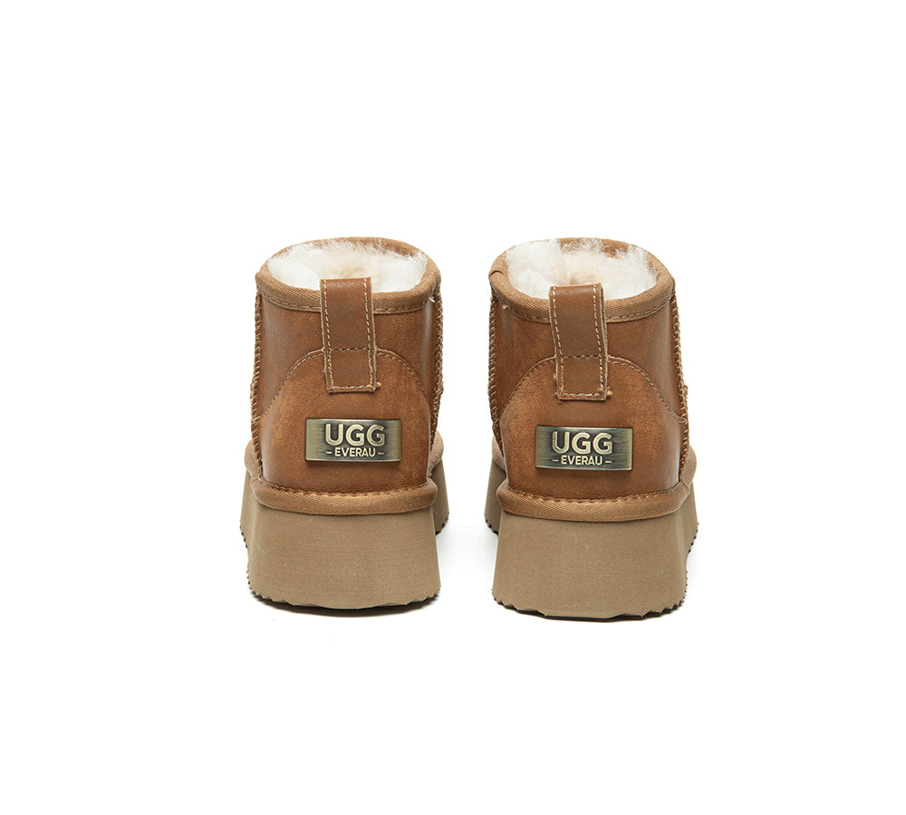 UGG EVERAU Boots Women Sheepskin Wool Ankle Platform Romi