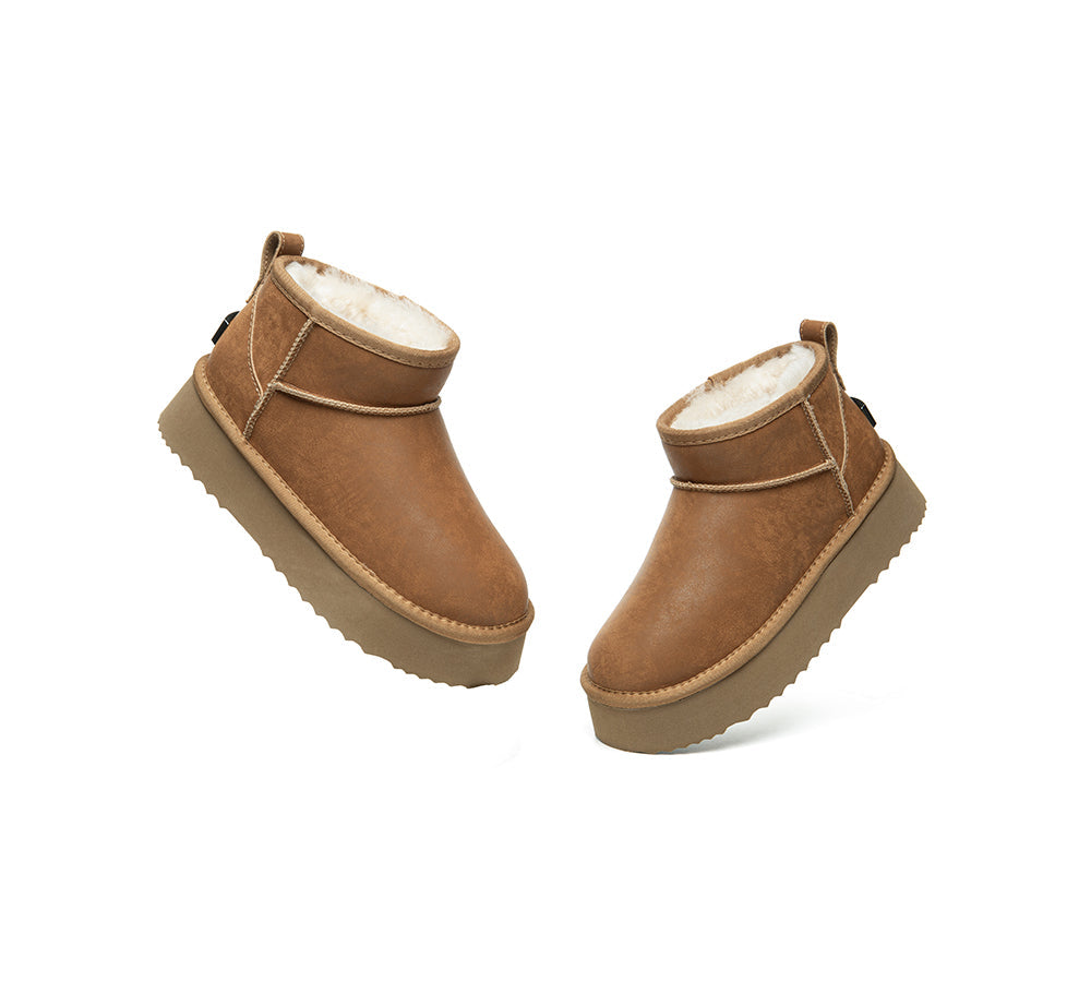 UGG EVERAU Boots Women Sheepskin Wool Ankle Platform Romi