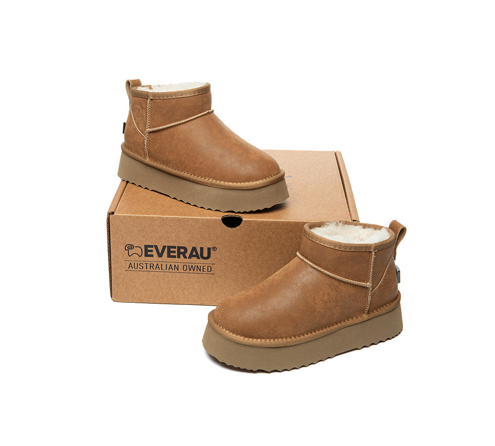 UGG EVERAU Boots Women Sheepskin Wool Ankle Platform Romi
