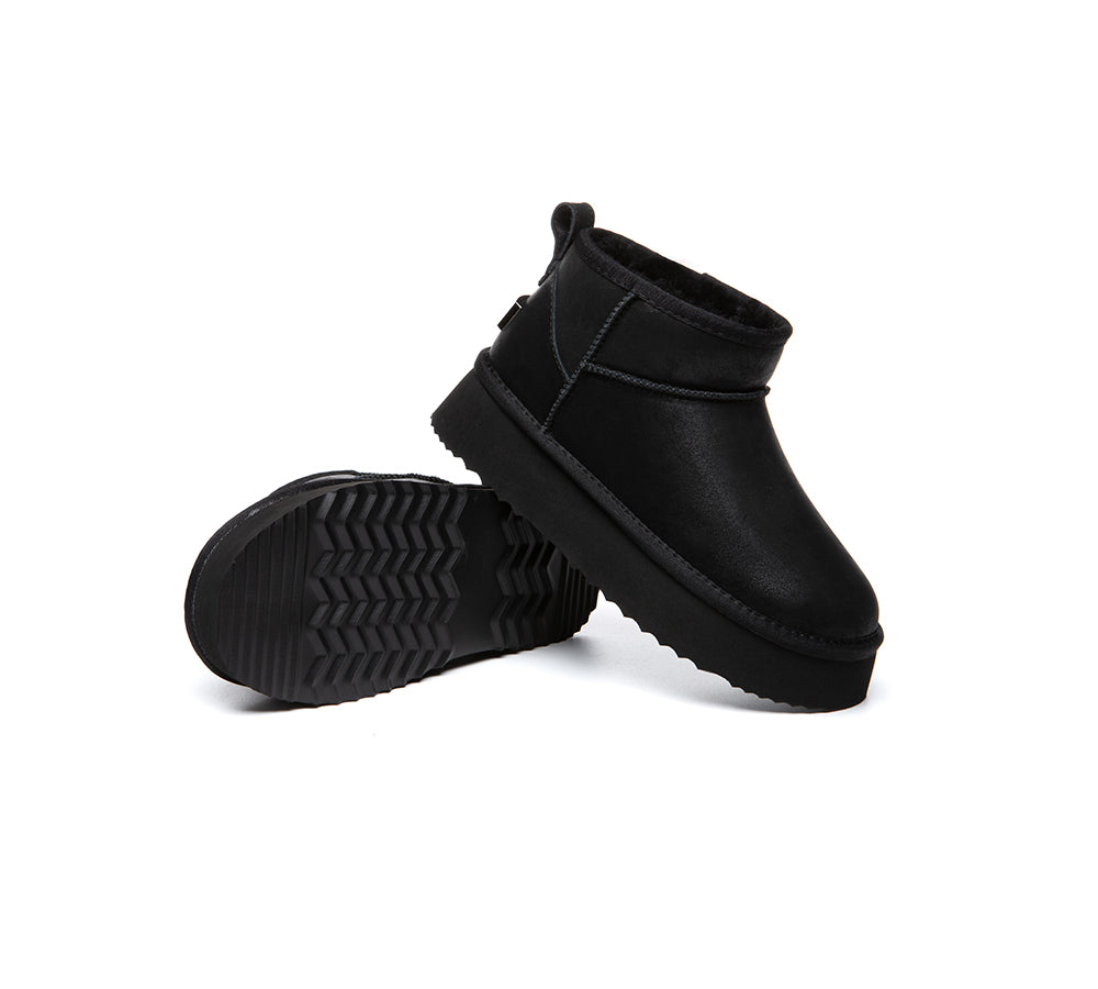 UGG EVERAU Boots Women Sheepskin Wool Ankle Platform Romi