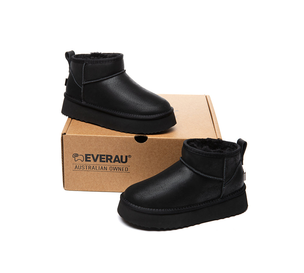 UGG EVERAU Boots Women Sheepskin Wool Ankle Platform Romi