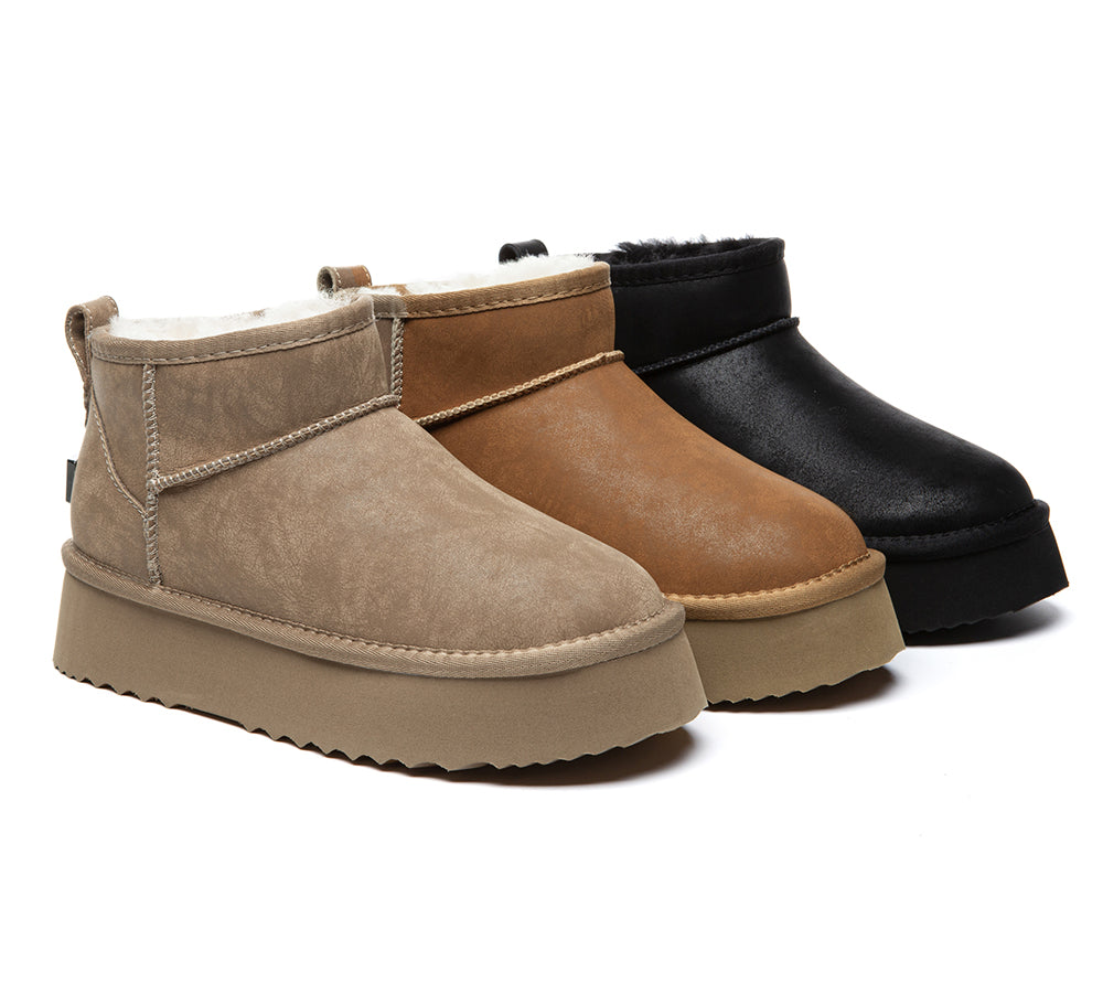 UGG EVERAU Boots Women Sheepskin Wool Ankle Platform Romi