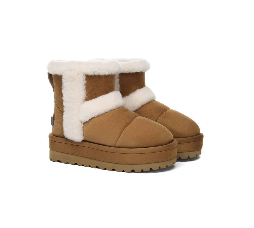 UGG Boots Women Sheepskin Wool Shearling Lined Ankle Platform Udelia