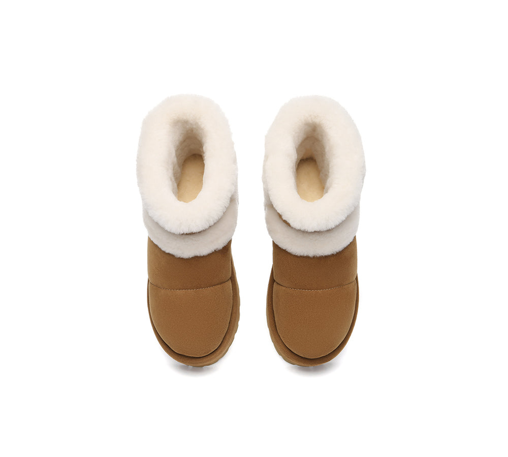 UGG Boots Women Sheepskin Wool Shearling Lined Ankle Platform Udelia