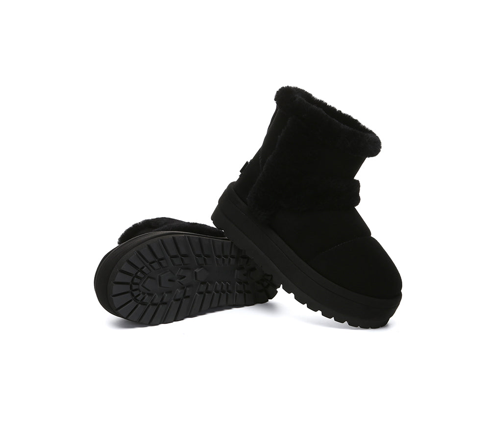 UGG Boots Women Sheepskin Wool Shearling Lined Ankle Platform Udelia