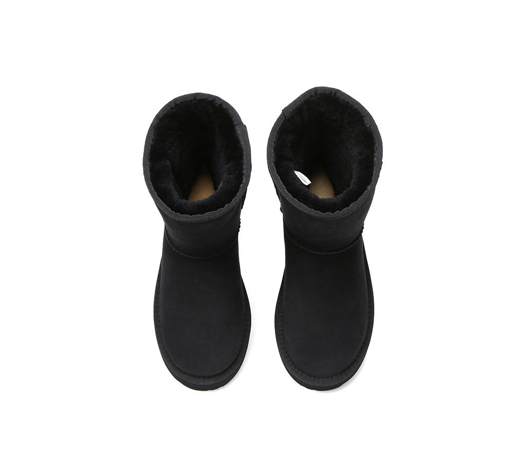 Women Men Sheepskin Wool Zipper Short Outdoor Boots