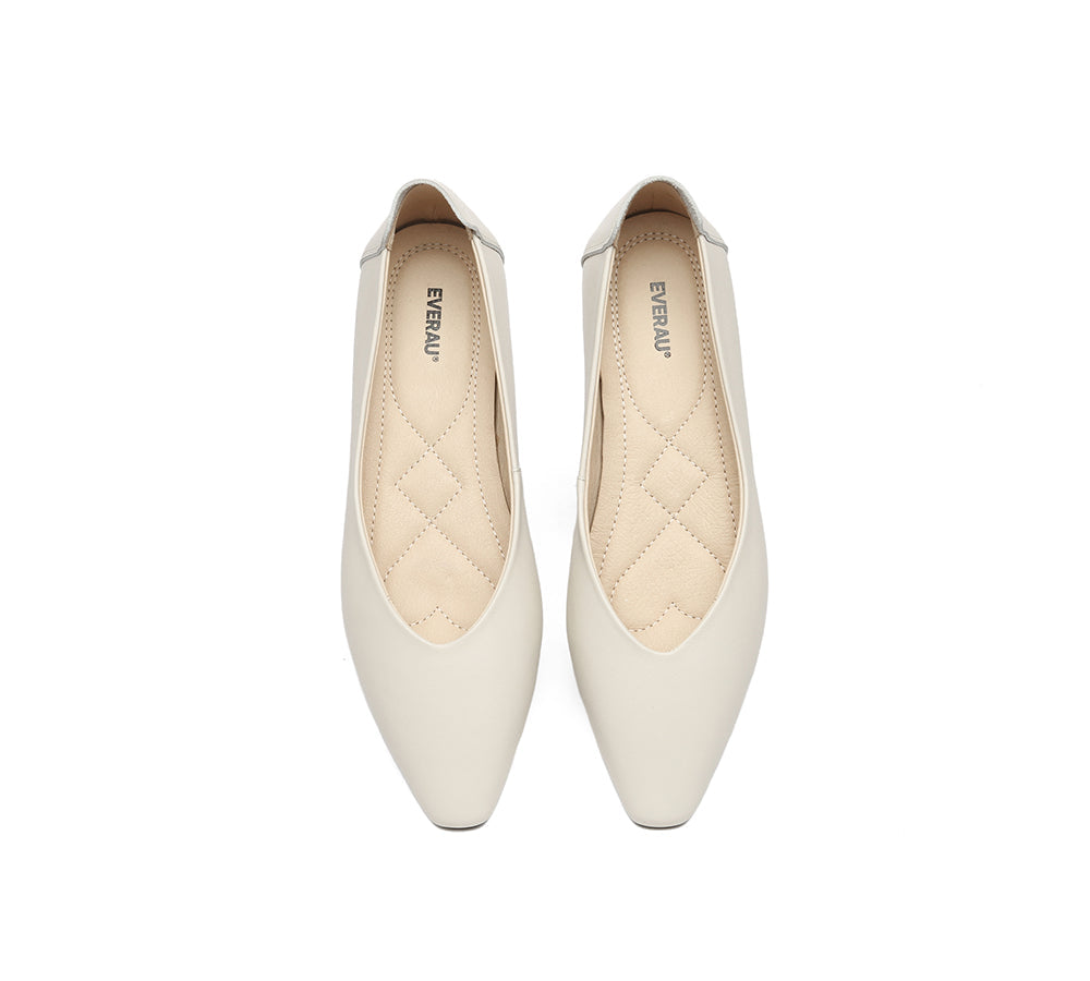 EVERAU® Women Leather Pointed Toe Ballet Flats Everly - UGG EXPRESS