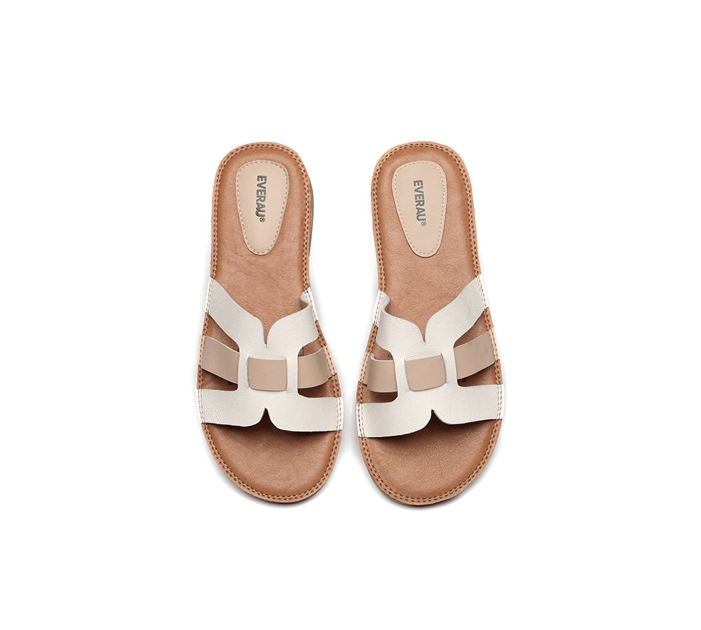 EVERAU® Women Leather Ultra Soft Flat Slides - UGG EXPRESS