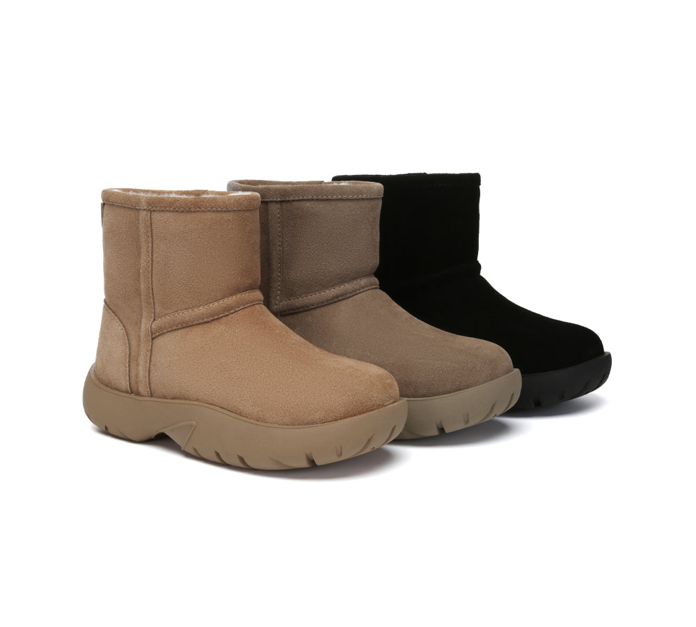 UGG Boots Sheepskin Wool Mid Calf Chunky Short Classic Salma