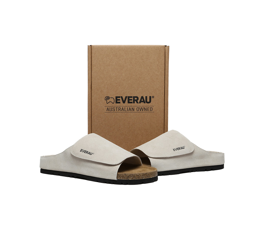 EVERAU?? Men Adjustable Embossed Slip-on Summer Slides Justice - UGG EXPRESS