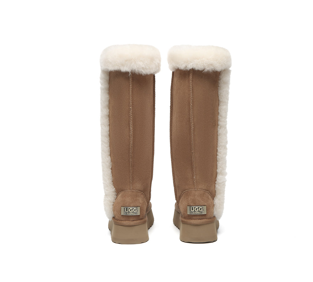 UGG Boots Women Sheepskin Wool Shearling Lined Tall Platform Kazzi