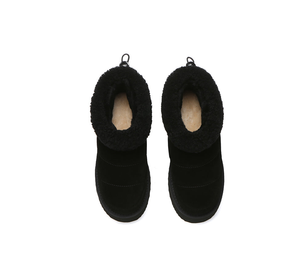 UGG EVERAU Payton Sheepskin Ankle Boots Women Drawstring Platform Winter Shoes