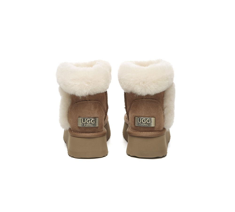 UGG Boots Women Sheepskin Wool Shearling Lined Mini Platform Kazzi