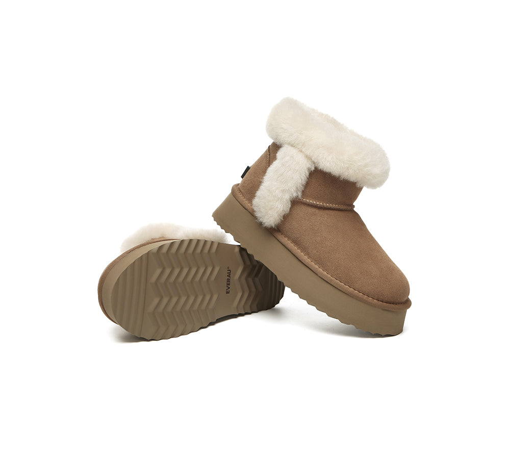 UGG Boots Women Sheepskin Wool Shearling Lined Mini Platform Kazzi