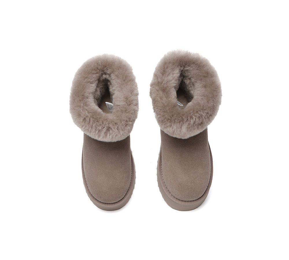UGG Boots Women Sheepskin Wool Shearling Lined Mini Platform Kazzi