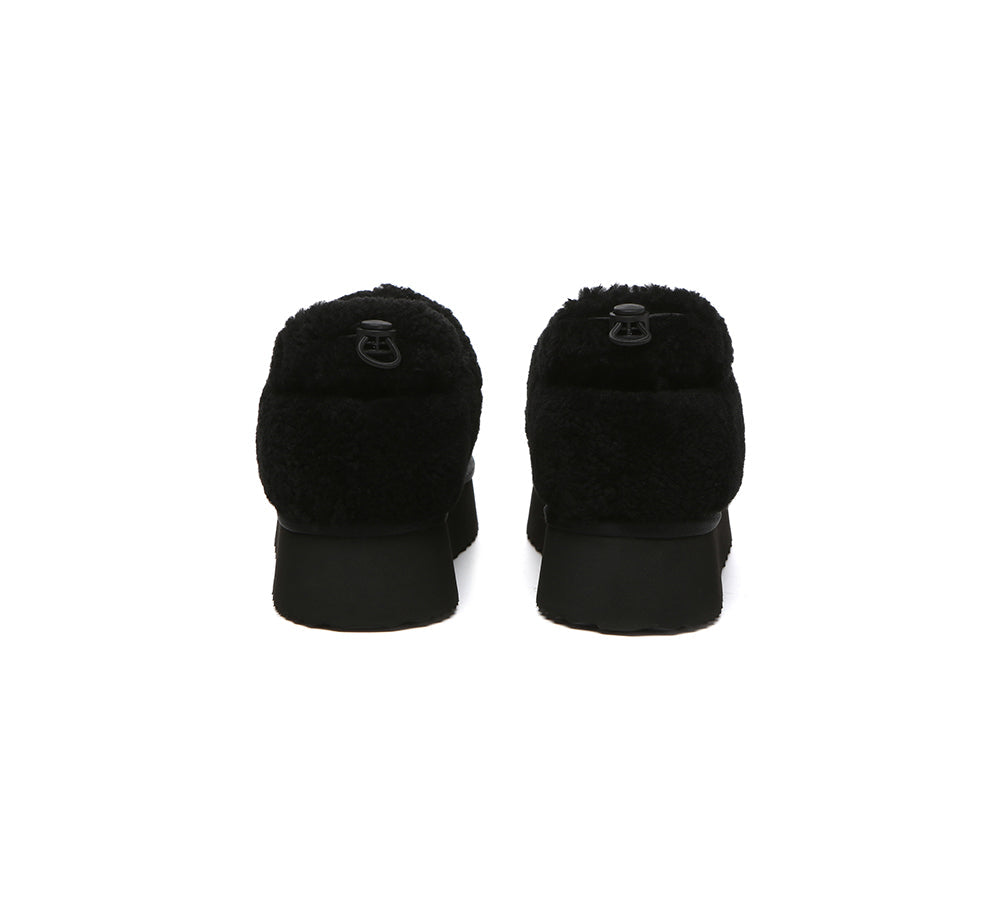 2-Way Style UGG Slippers Women Removable Wool Strap Drawstring Slingback Platform Paige