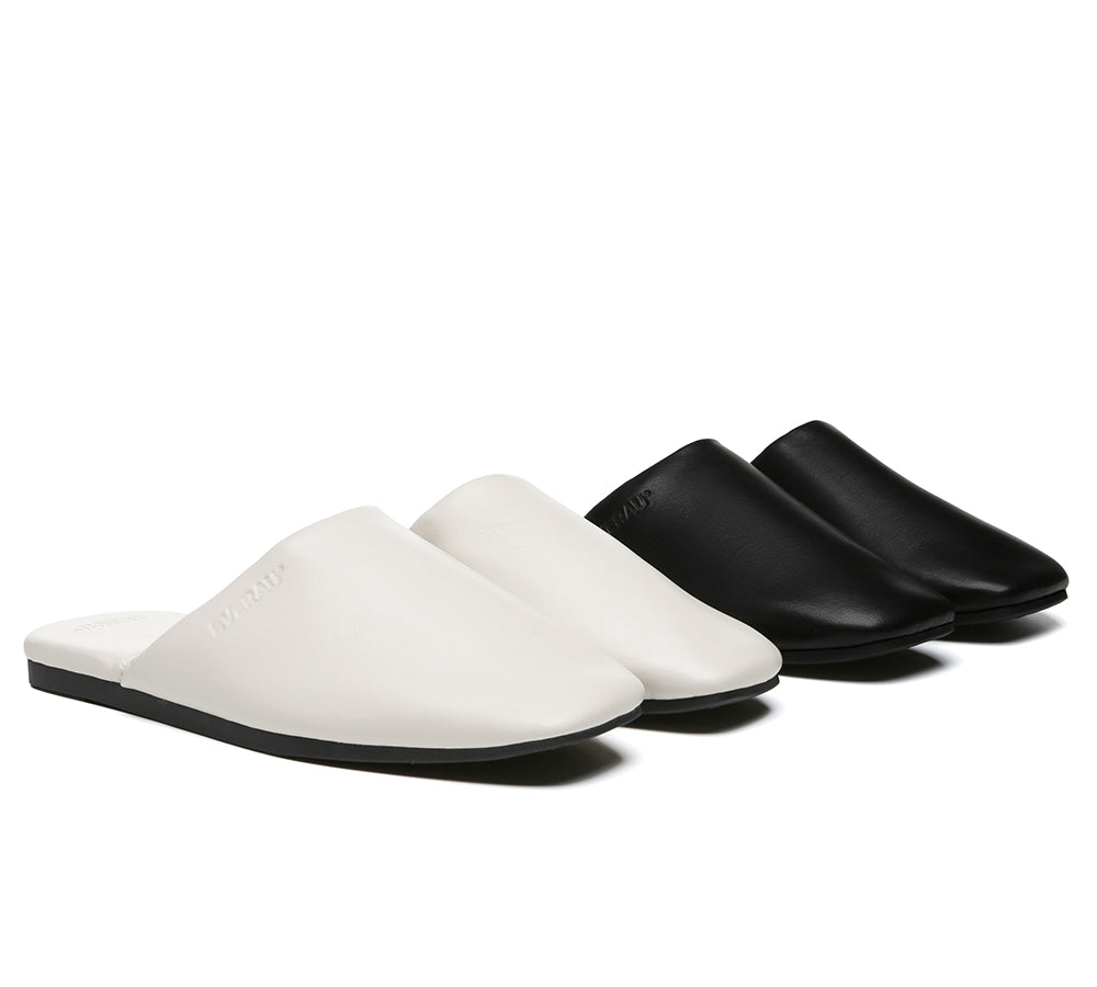 EVERAUĀ® Women Slides Leather Flat Wafaa