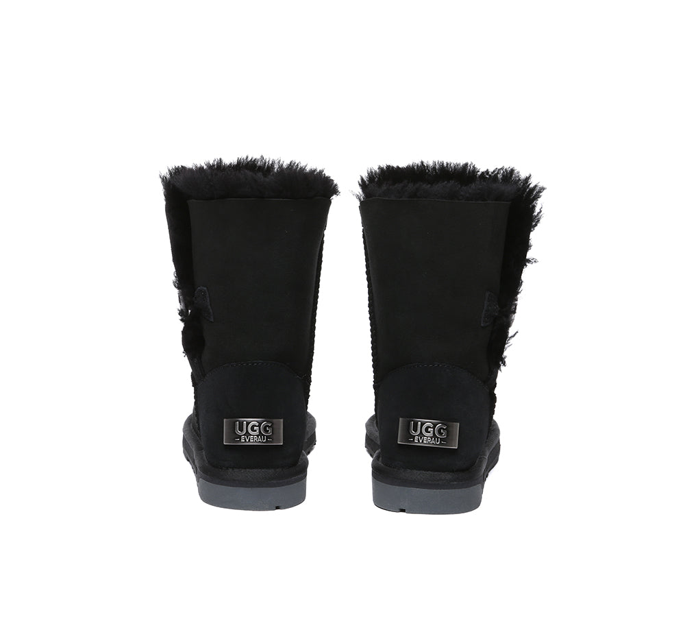 UGG EVERAU® UGG Boots Double Faced Sheepskin Wool Short Button - UGG EXPRESS