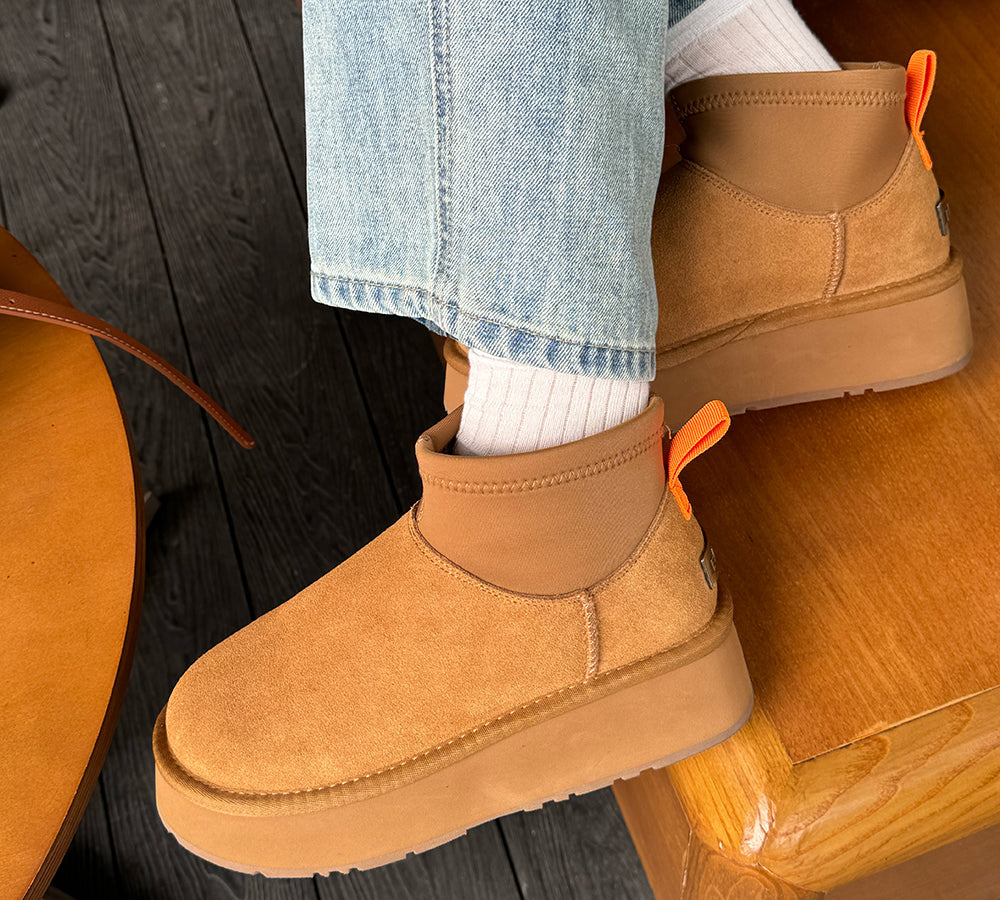 UGG Boots Women Sheepskin Wool Stretchy Ankle Mini Platform Ethel