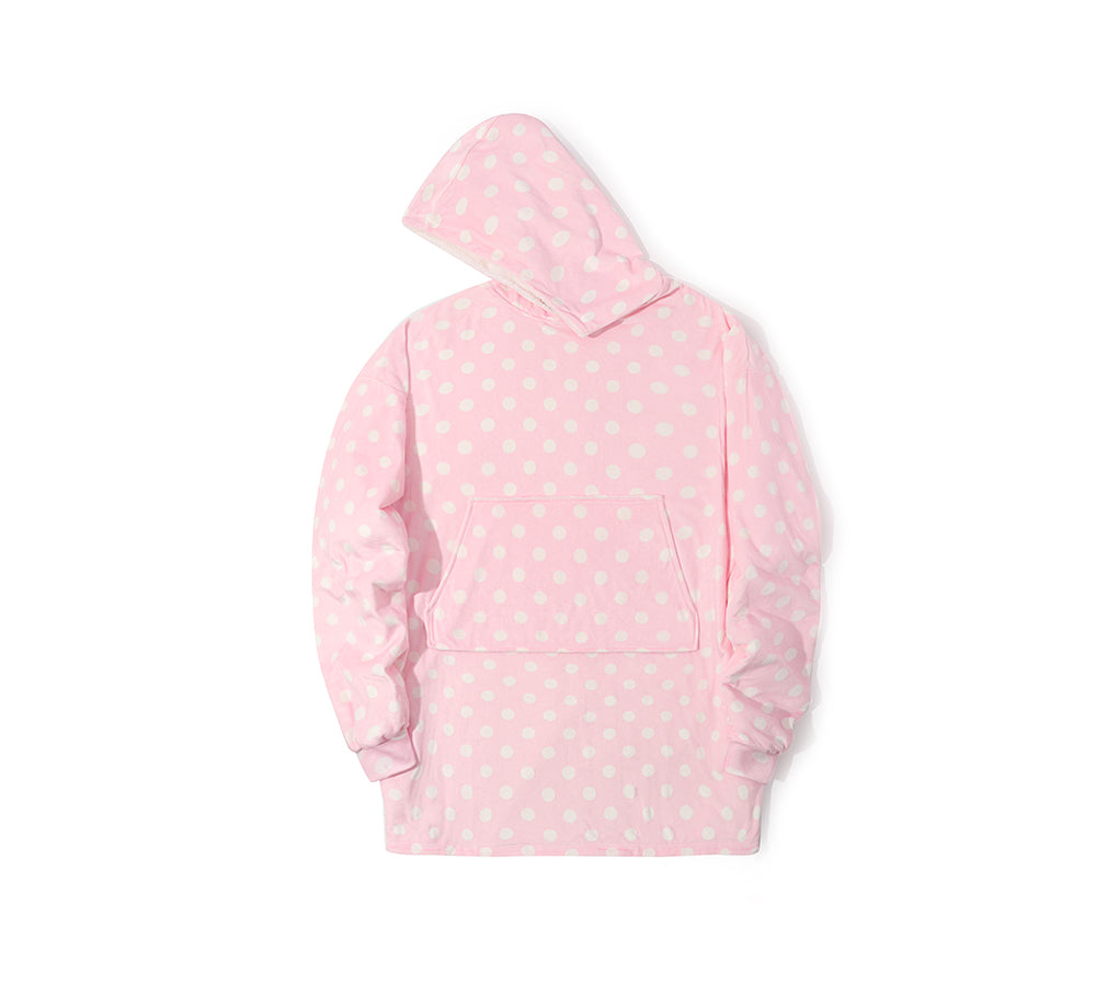 Apparel - Reversible Hoodie Blanket Unisex Pink Polka Dot
