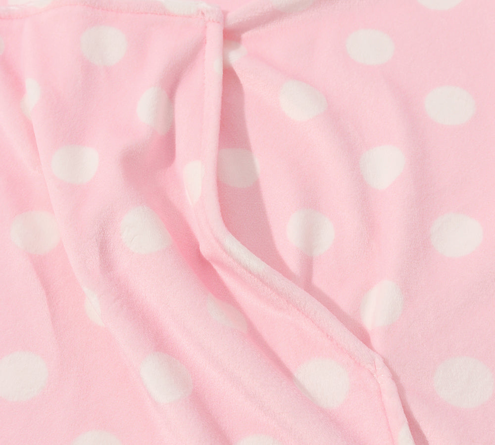 Apparel - Reversible Hoodie Blanket Unisex Pink Polka Dot