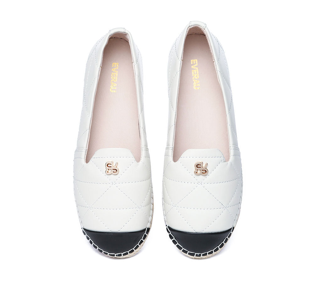 Espadrilles - Women Leather Slip-on Flat Espadrilles Evelyn