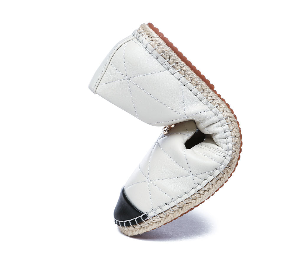 Espadrilles - Women Leather Slip-on Flat Espadrilles Evelyn