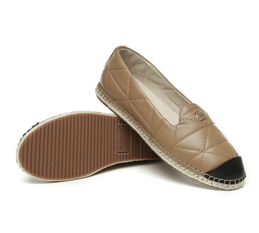 Espadrilles - Women Leather Slip-on Flat Espadrilles Evelyn