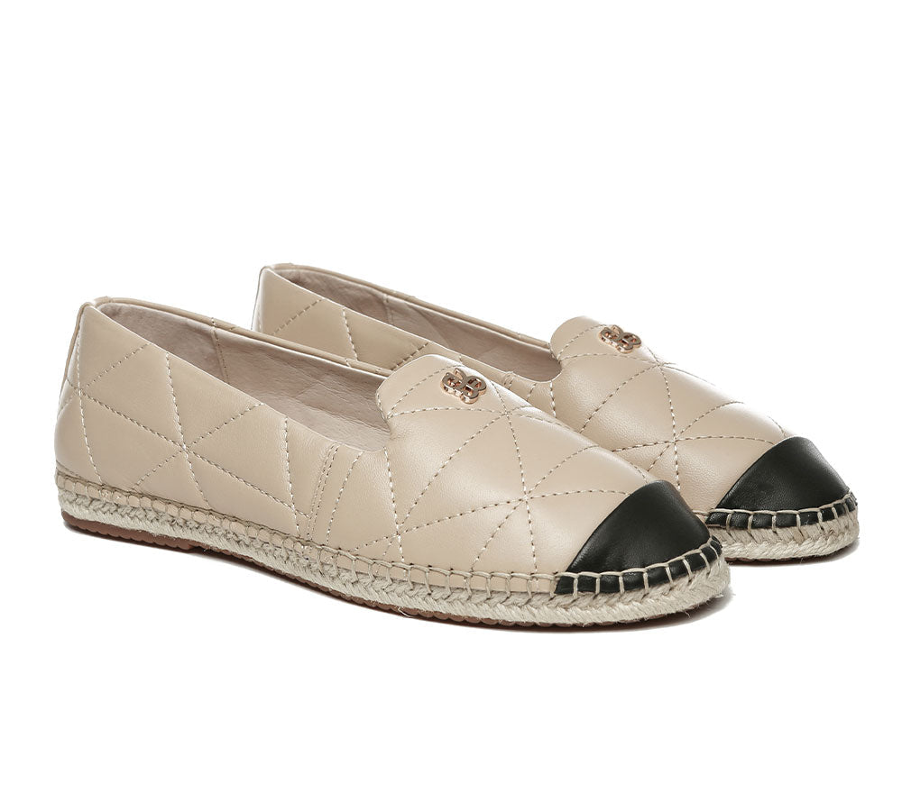 Espadrilles - Women Leather Slip-on Flat Espadrilles Evelyn