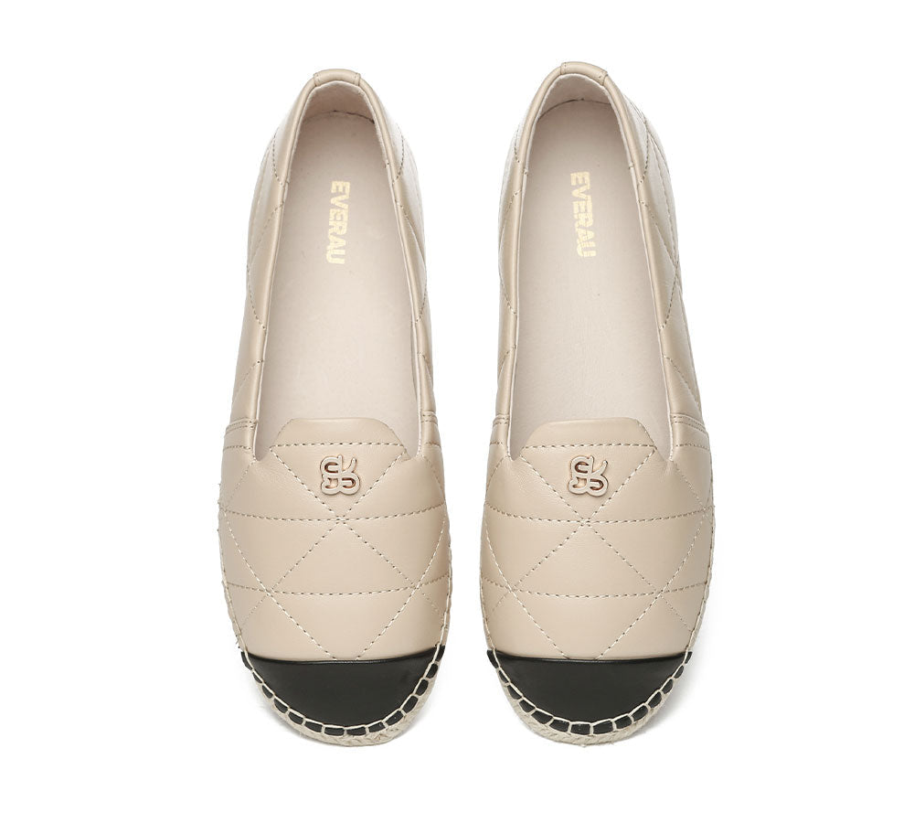 Espadrilles - Women Leather Slip-on Flat Espadrilles Evelyn