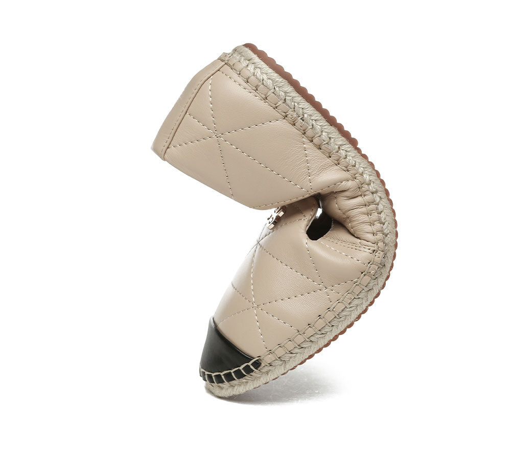 Espadrilles - Women Leather Slip-on Flat Espadrilles Evelyn