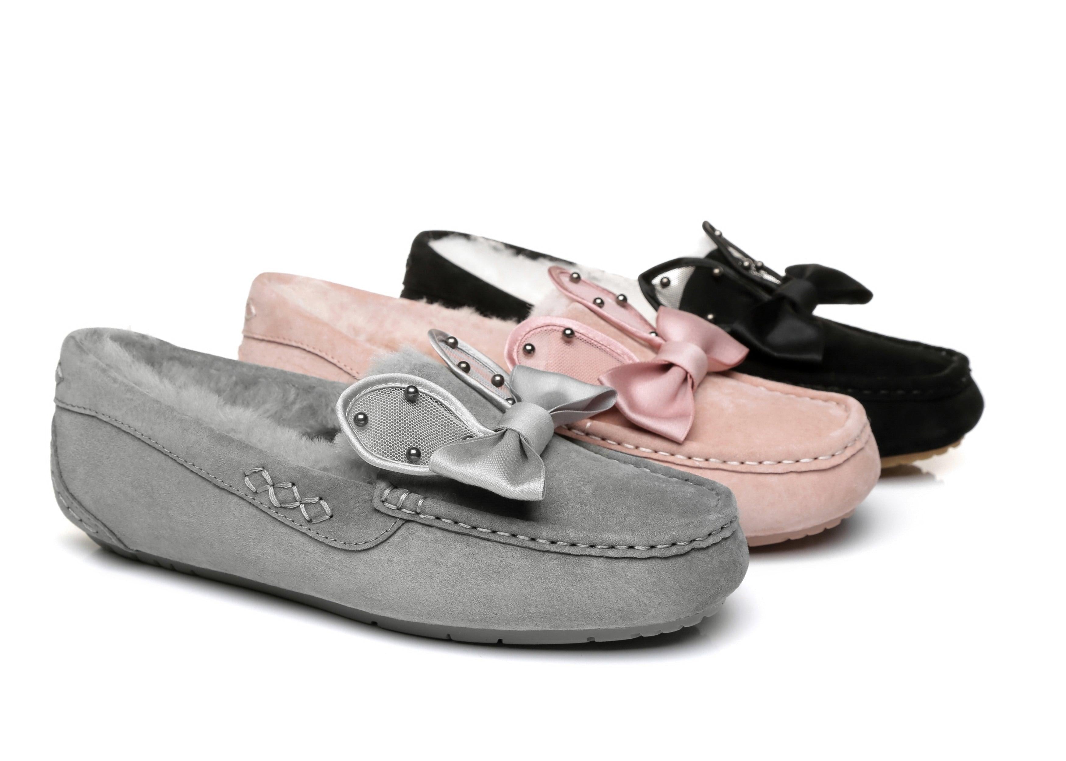 EVERAU® Casual Flats Women Wabbit Moccasin - Moccasins - Pink - AU Ladies 4 / AU Men 2 / EU 35 - Uggoutlet