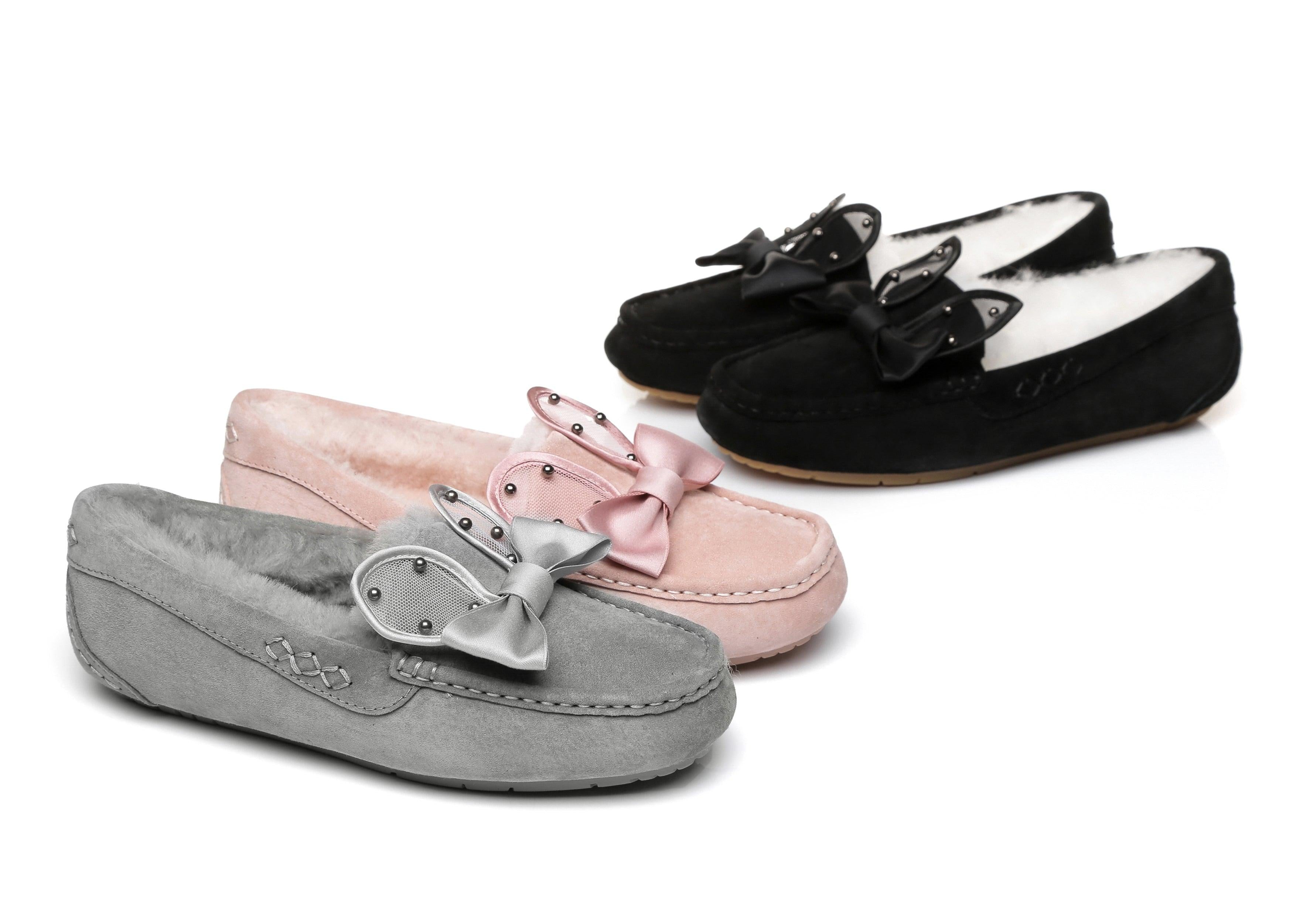 EVERAU® Casual Flats Women Wabbit Moccasin - Moccasins - Pink - AU Ladies 4 / AU Men 2 / EU 35 - Uggoutlet