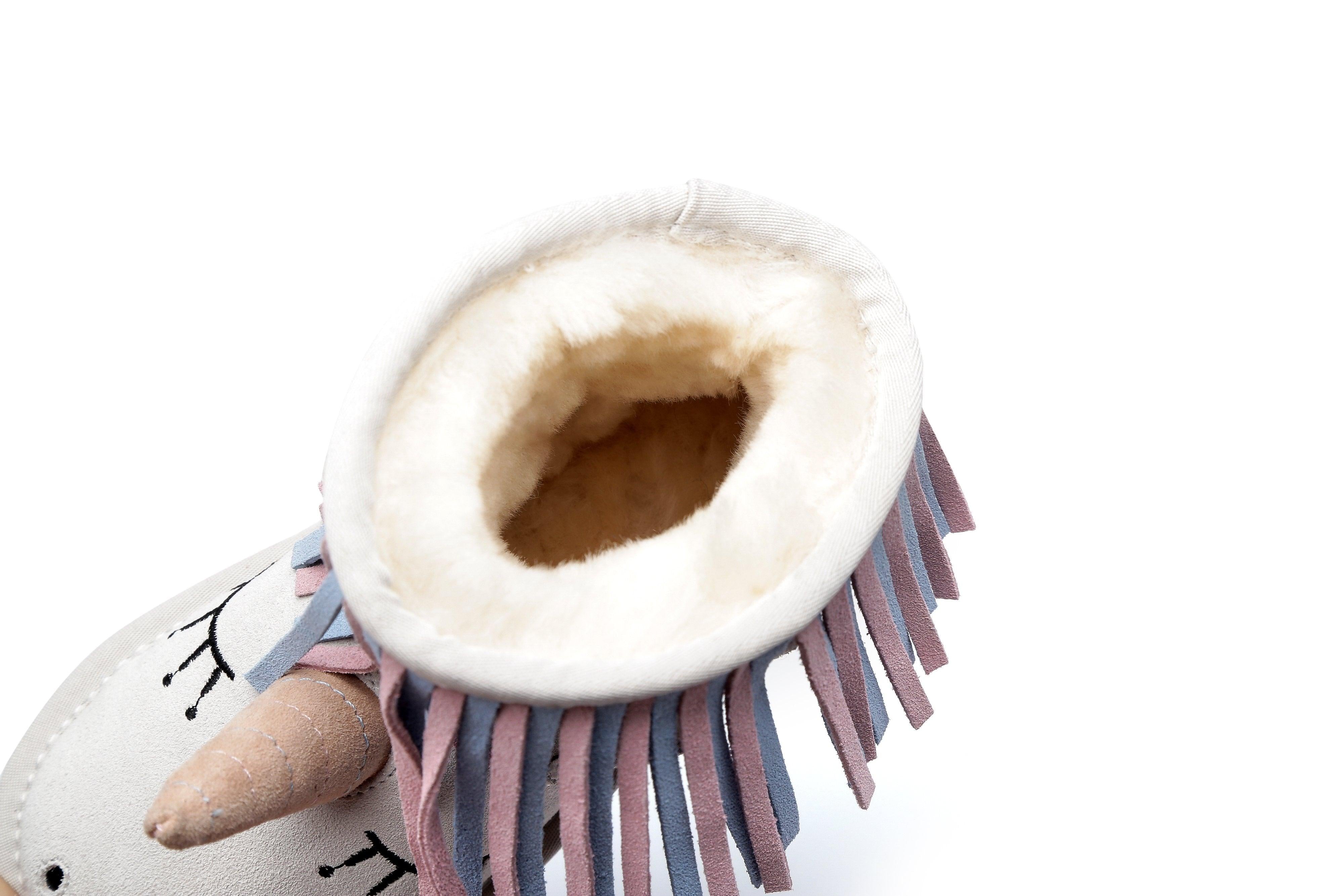 EVERAUĀ® Kids Sheepskin Wool Boots Unicorn - UGG Boots - Sand - AU Kids 6-7 / EU 25 - Uggoutlet