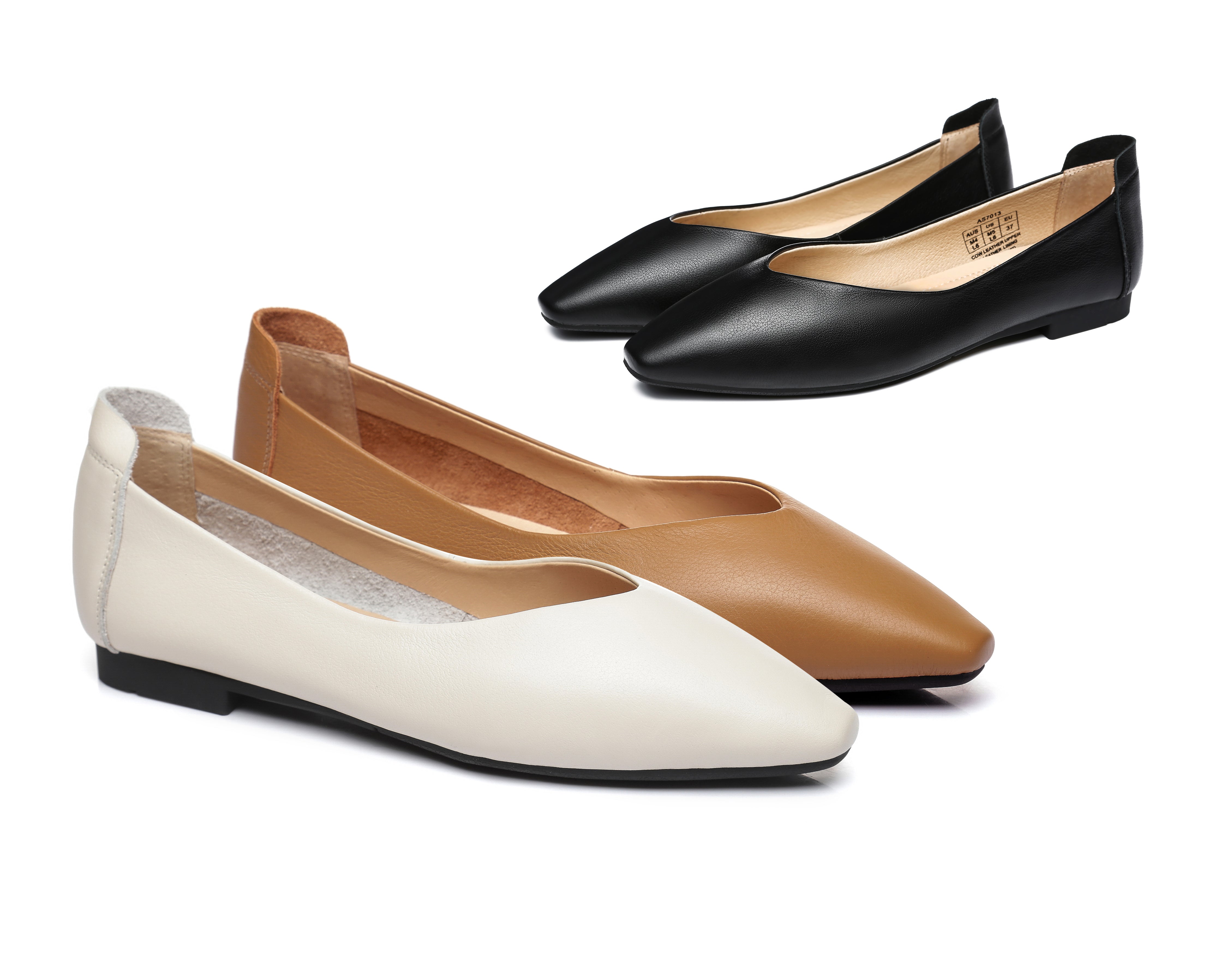 Flats - Everly Pointed Toe Ballet Leather Flats