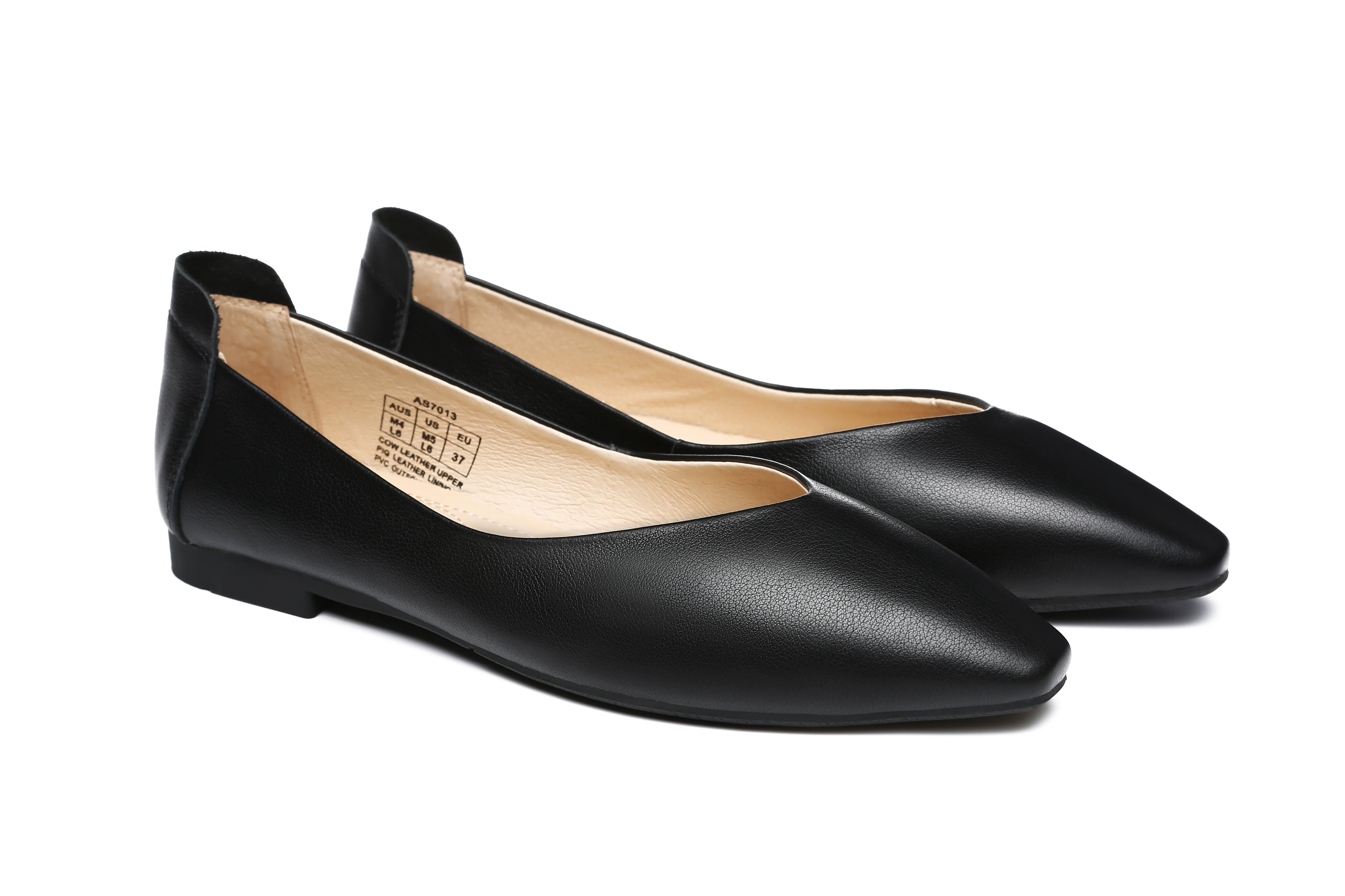 Flats - Everly Pointed Toe Ballet Leather Flats