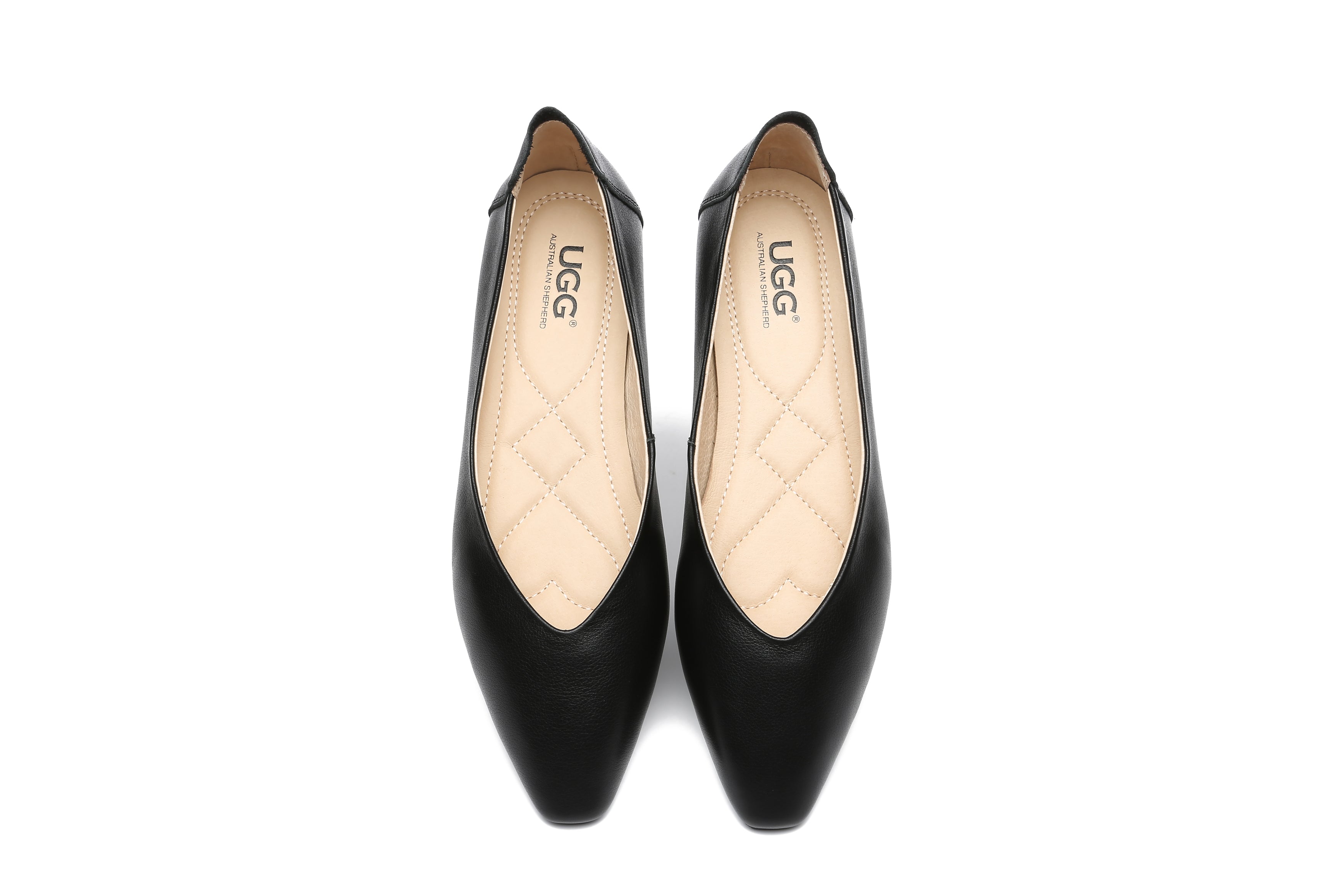 Flats - Everly Pointed Toe Ballet Leather Flats