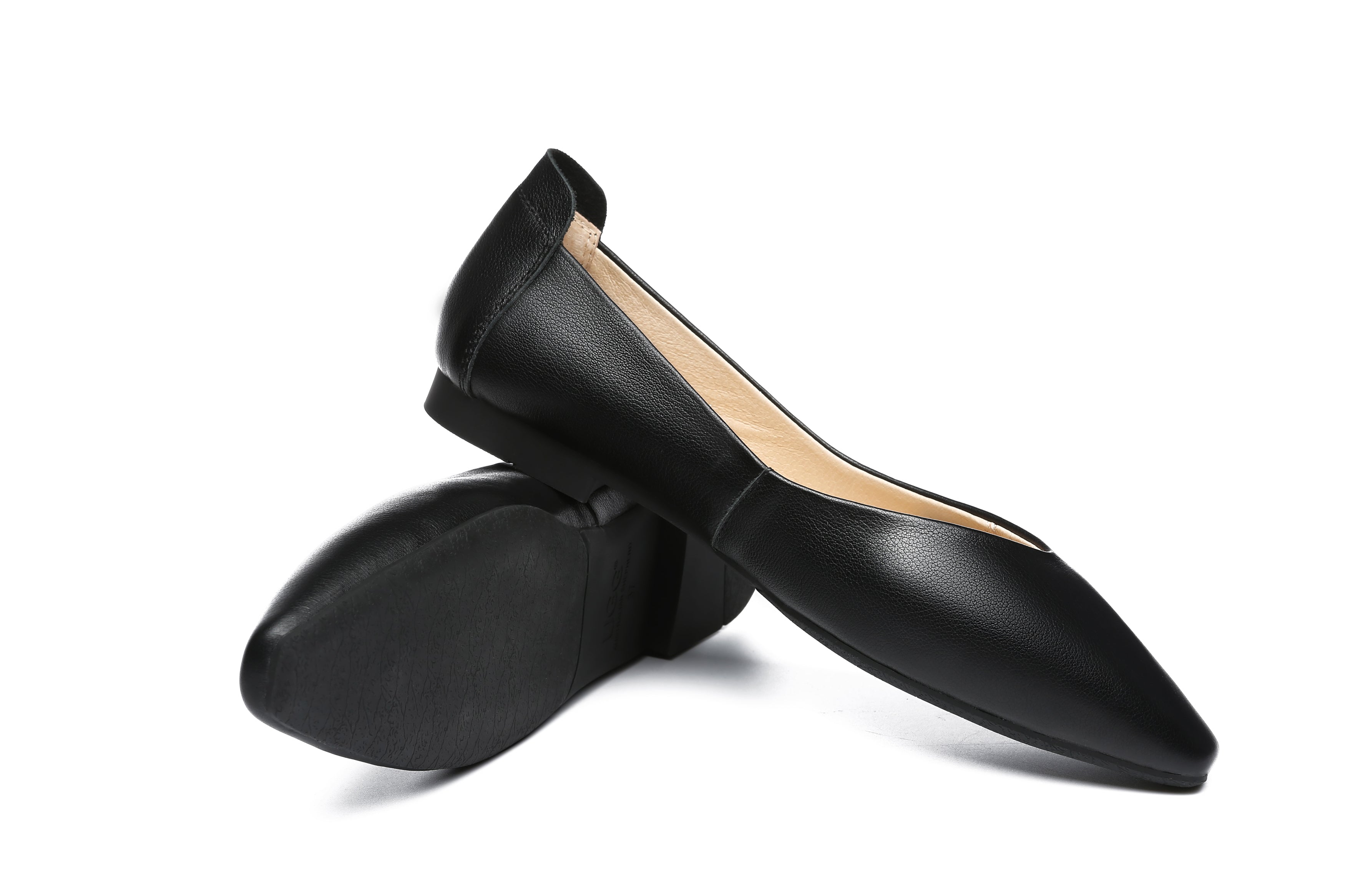 Flats - Everly Pointed Toe Ballet Leather Flats
