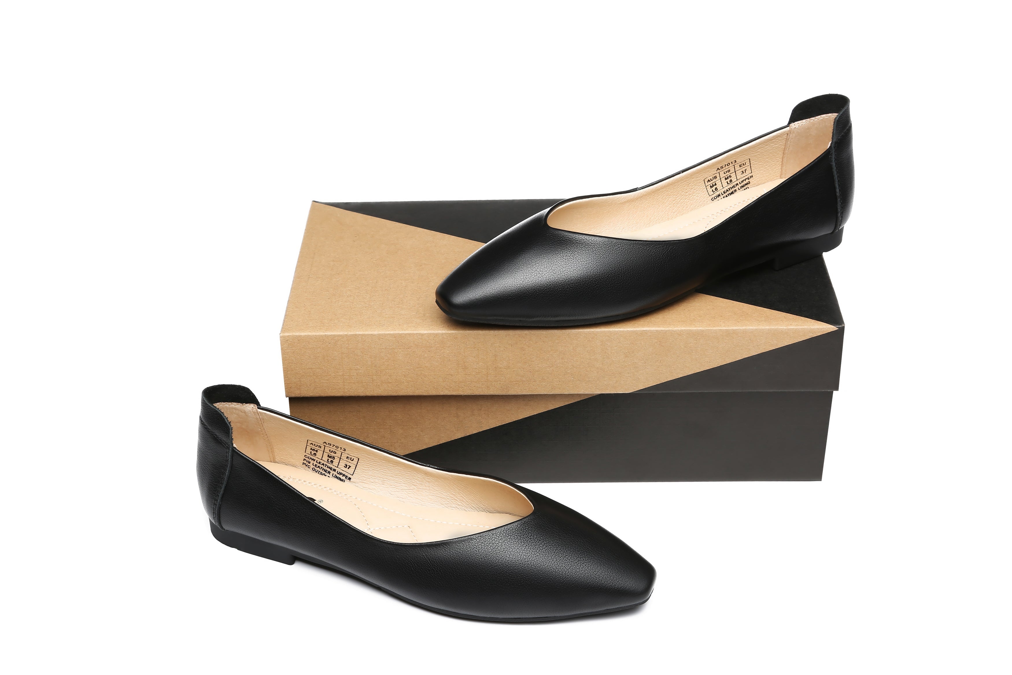 Flats - Everly Pointed Toe Ballet Leather Flats