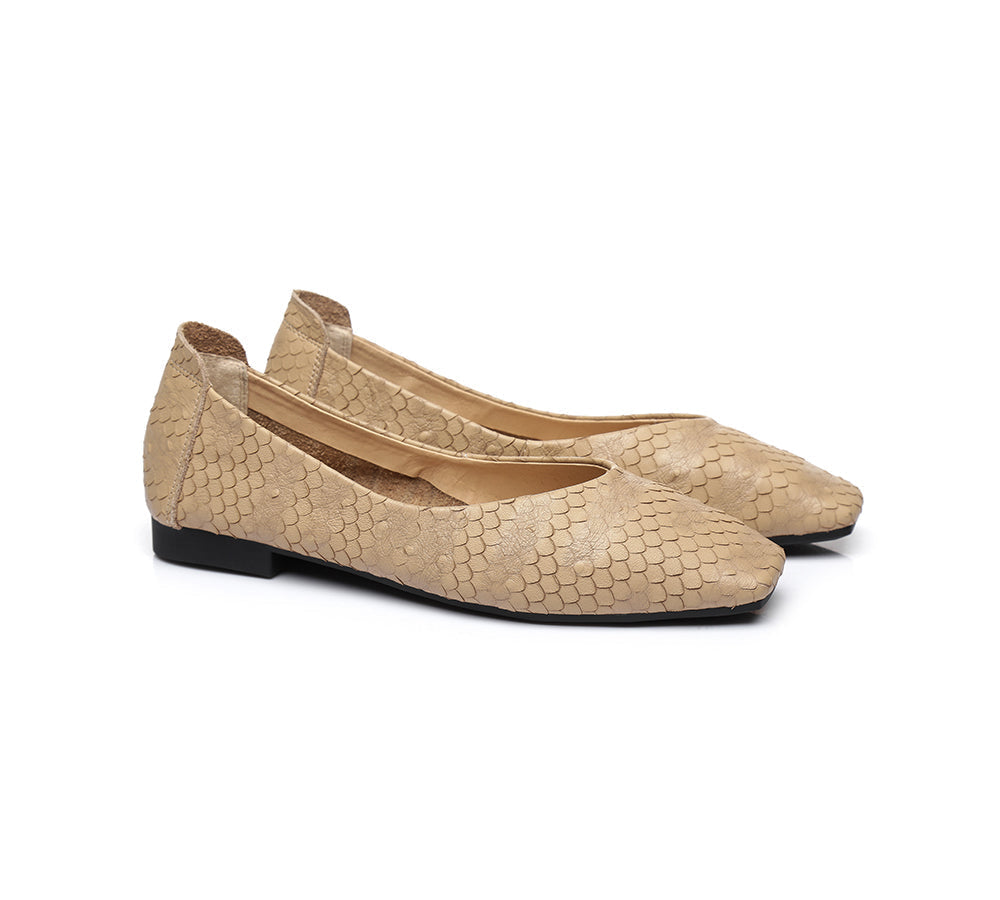 Flats - Square Toe Leather Ballet Flat Women Serena