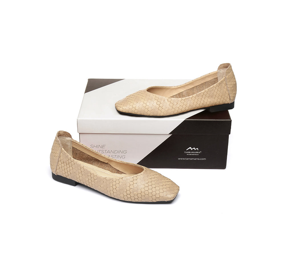 Flats - Square Toe Leather Ballet Flat Women Serena