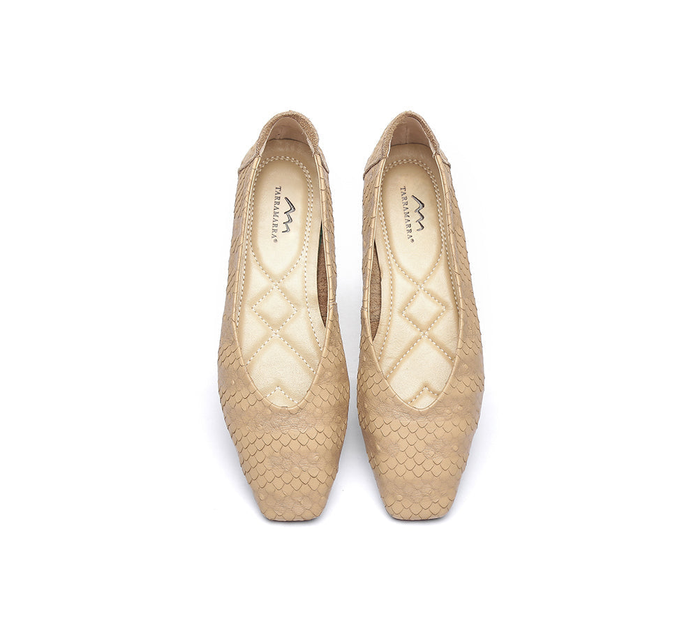 Flats - Square Toe Leather Ballet Flat Women Serena