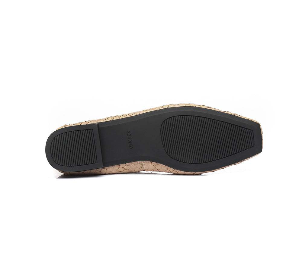 Flats - Square Toe Leather Ballet Flat Women Serena
