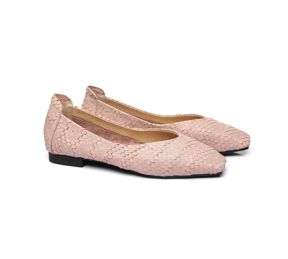 Flats - Square Toe Leather Ballet Flat Women Serena