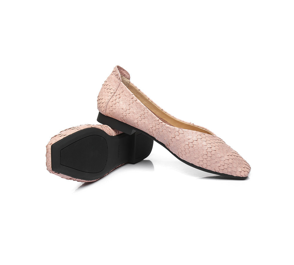 Flats - Square Toe Leather Ballet Flat Women Serena